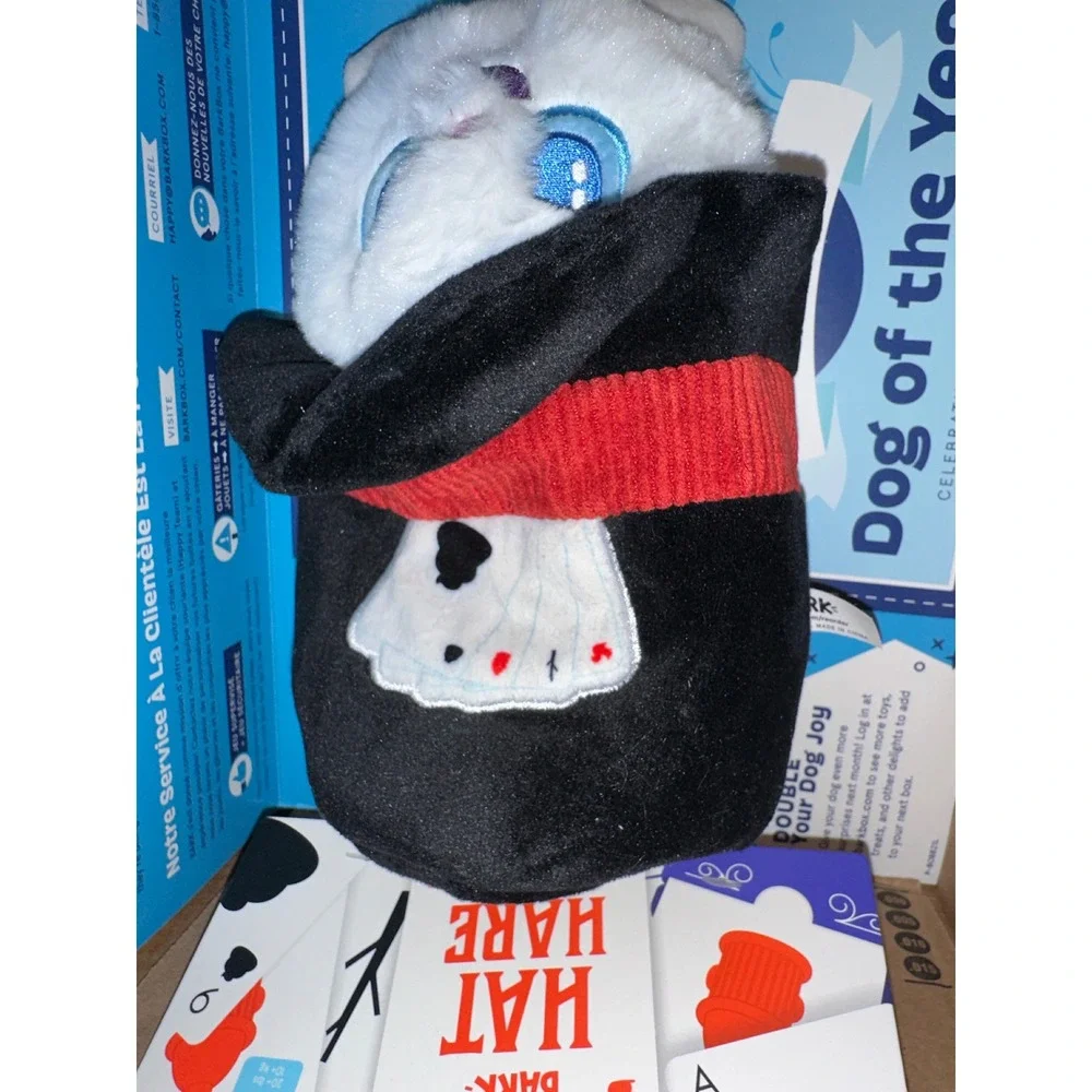 BarkBox Danny Hat Hare‎ Magician Rabbit Dog Toy Plush Burrow Top Hat White bark